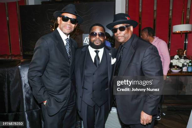 Jimmy Jam, BMAC Co-founder and Chairman Willie "Prophet" Stiggers and Terry Lewis attend the Jimmy Jam & Terry Lewis Music Maker Dinner hosted by the...