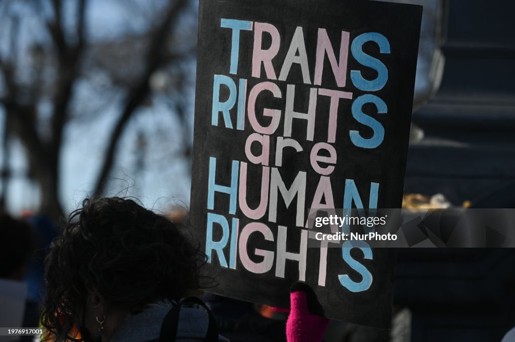 Edmonton Rally Opposing Alberta Premier Danielle Smith's New Transgender Policy