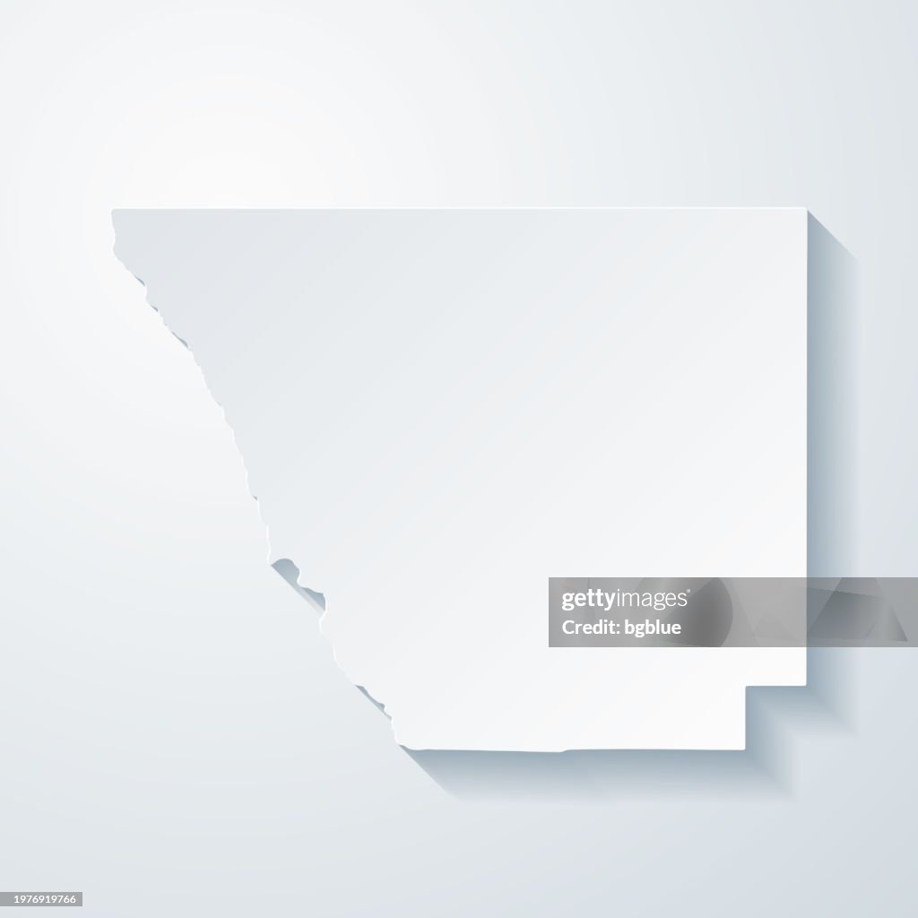 Larimer County, Colorado. Map with paper cut effect on blank background