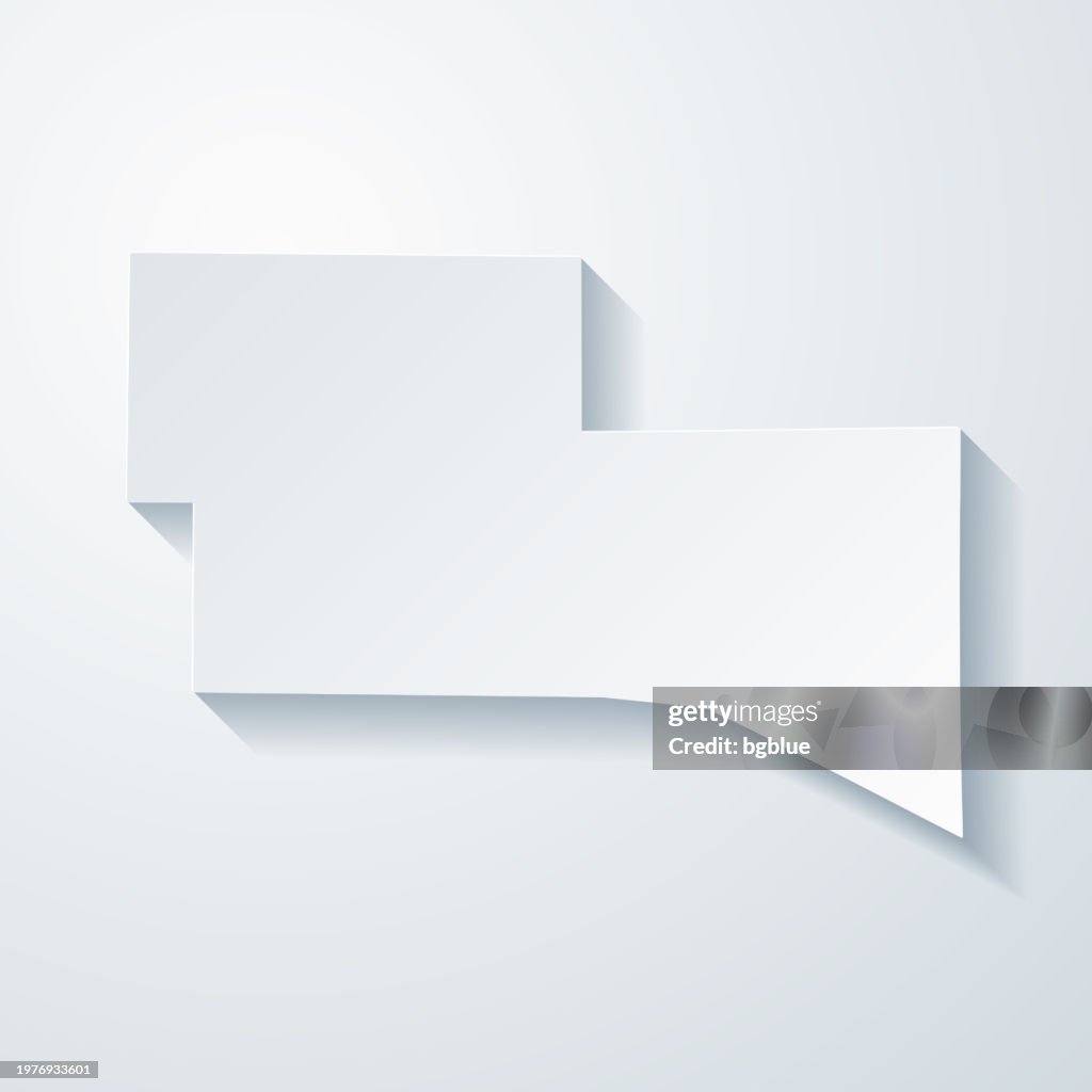 Kerr County, Texas. Map with paper cut effect on blank background