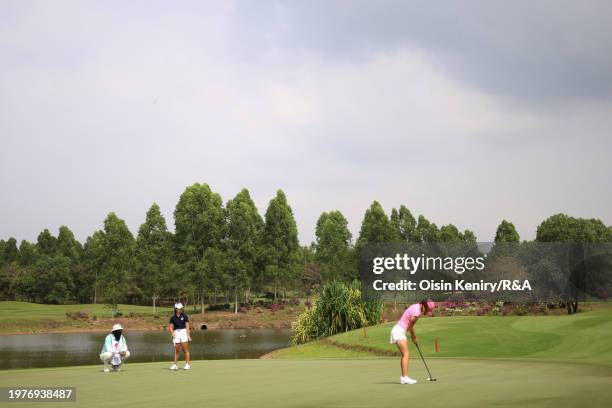 Eunseo Choi of New Zealand putts on day one of The Women's Amateur Asia-Pacific Championship at Siam Country Club on February 01, 2024 in Chon Buri,...