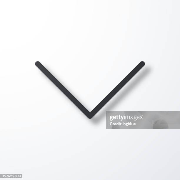 chevron down. line icon with shadow on white background - pointing down white background stock illustrations