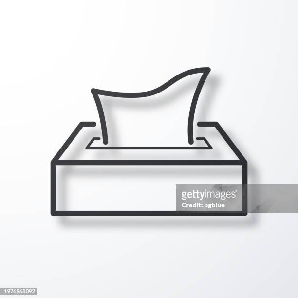 tissue box. line icon with shadow on white background - tissue softness stock illustrations