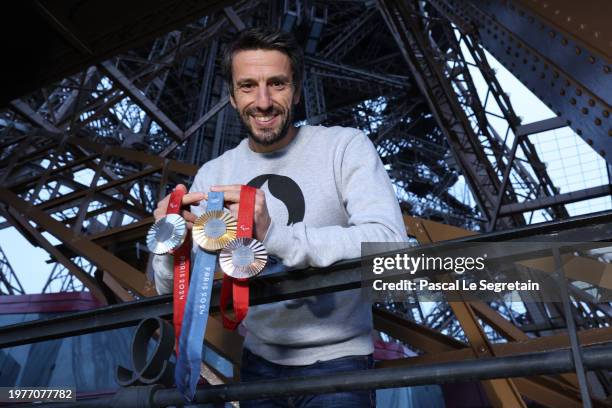 In this image released on February 8, President of the Paris 2024 Organising Committee for the Olympic and Paralympic Games, Tony Estanguet attends...