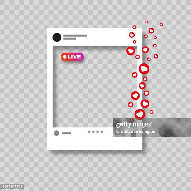 illustrations, cliparts, dessins animés et icônes de cadre photo de médias sociaux pour bloguer ensemble de modèles de réactions positives en direct - modèle pour réseaux sociaux