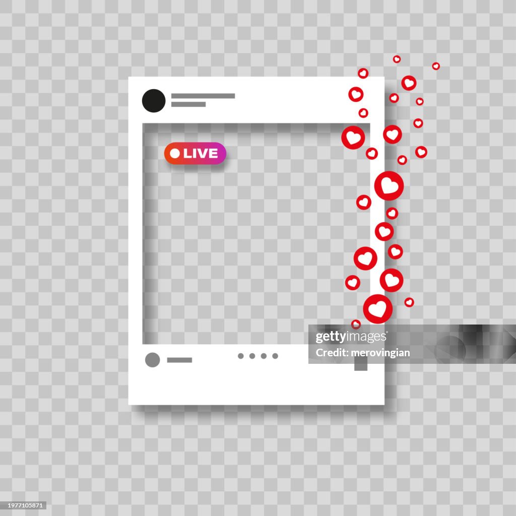 Social media photo frame for blogging live positive reaction template set