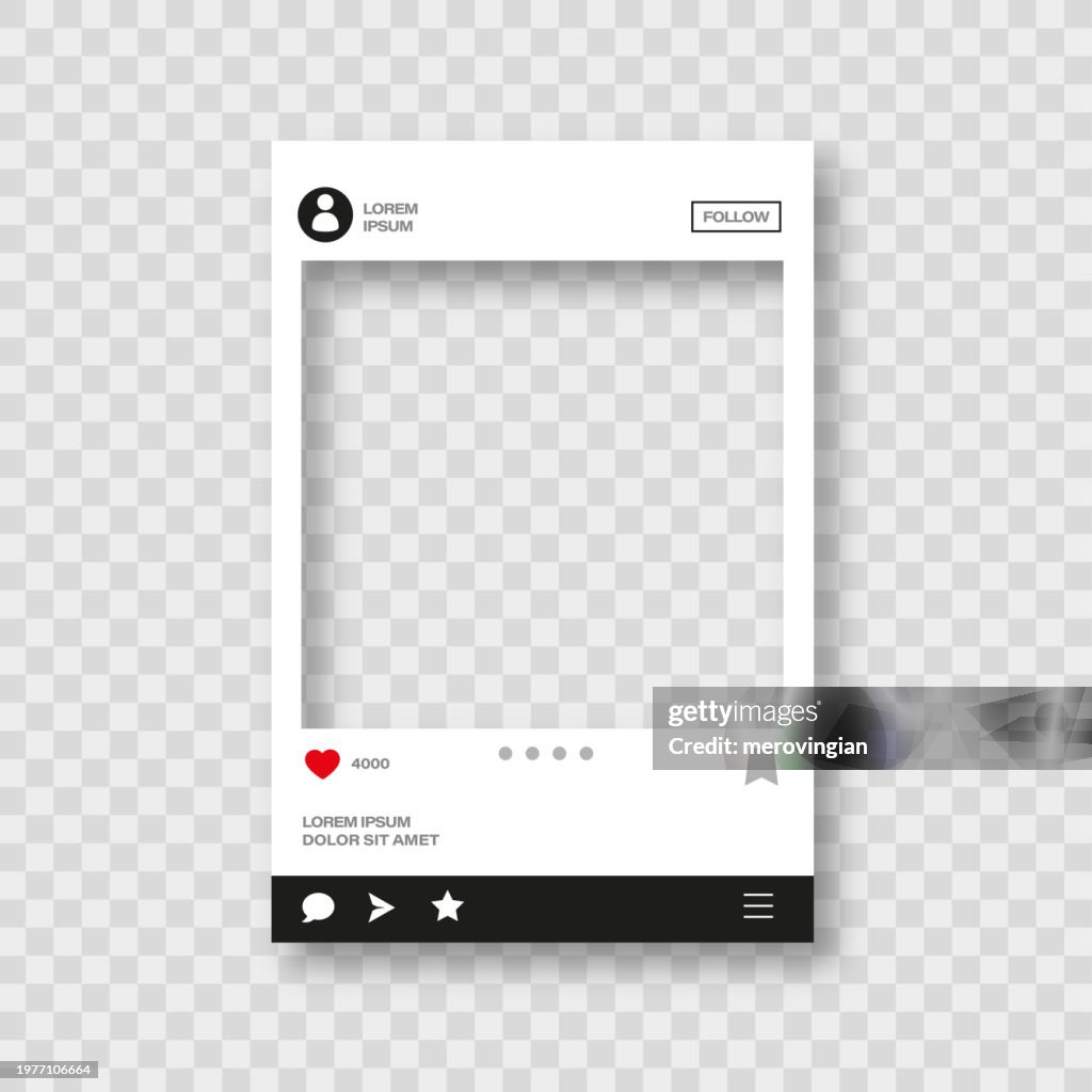 Photo frame for social media designs. Post template framework. Insert your picture
