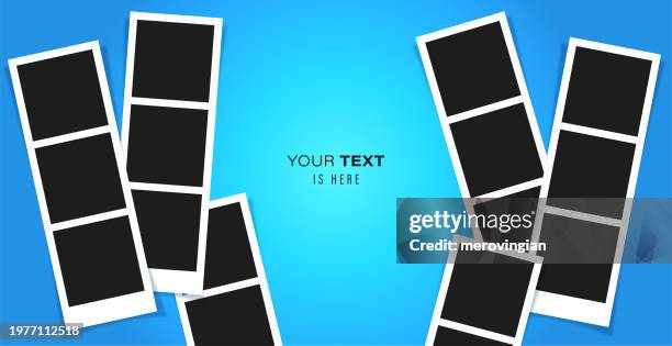 stockillustraties, clipart, cartoons en iconen met retro polaroid photo frame set. mockup for design, portfolios, social media or branding - polaroid overgezet beeld