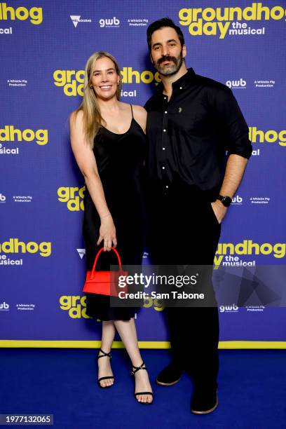 Kate Andrews and Anthony Cincotta attend the "Groundhog Day The Musical" Australian Premiere at Princess Theatre on February 01, 2024 in Melbourne,...