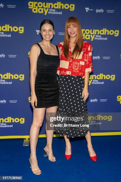 Kara Hamilton and Chloe Hurst attend the Australian premiere of "Groundhog Day The Musical" at Princess Theatre on February 01, 2024 in Melbourne,...