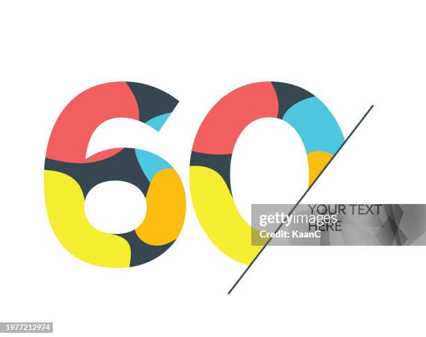 stockillustraties, clipart, cartoons en iconen met number 60. abstract number template. anniversary number template isolated, anniversary icon label, anniversary symbol vector stock illustration - 60th anniversary of munich air disaster old trafford ceremony