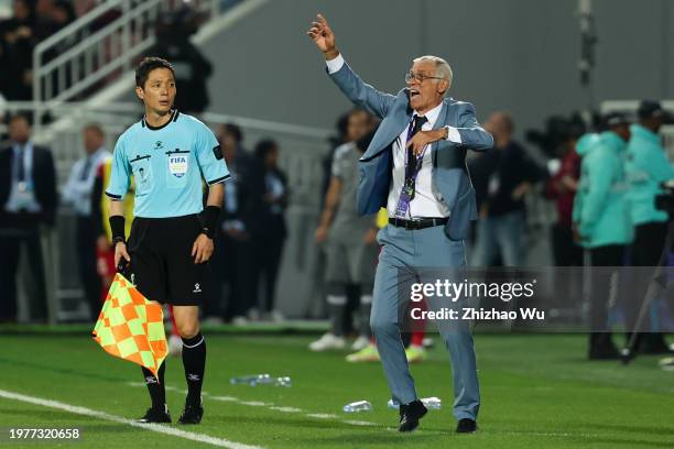 Hector Cuper coach of Syria reacts during the AFC Asian Cup Round of 16 match between Iran and Syria at Abdullah Bin Khalifa Stadium on January 31,...