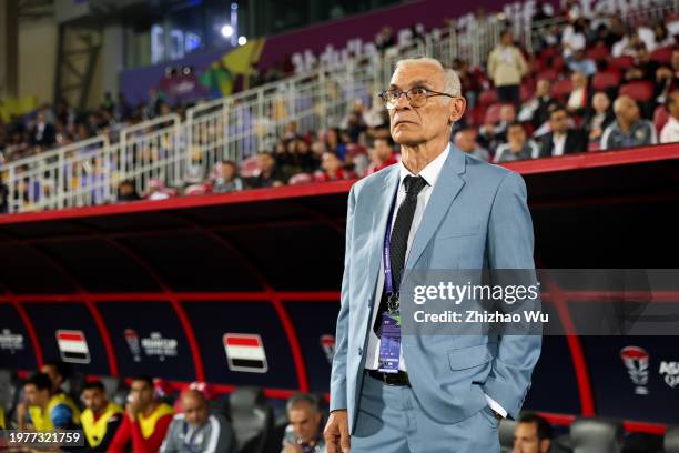 Hector Cuper coach of Syria looks on during the AFC Asian Cup Round of 16 match between Iran and Syria at Abdullah Bin Khalifa Stadium on January 31,...