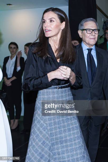 Queen Letizia of Spain attends an event for the World Cancer Day at the La Salle by Eneldo space on February 01, 2024 in Madrid, Spain.