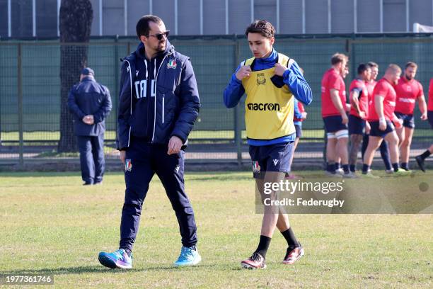 Ange Capuozzo of Italy leaves the field during a training session at Centro Sportivo Giulio Onesti on February 01, 2024 in Rome, Italy.