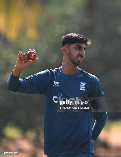 England player Shoaib Bashir looks on during England practice ahead of the 2nd Test Match at ACA-VDCA Stadium on January 31, 2024 in Visakhapatnam,...