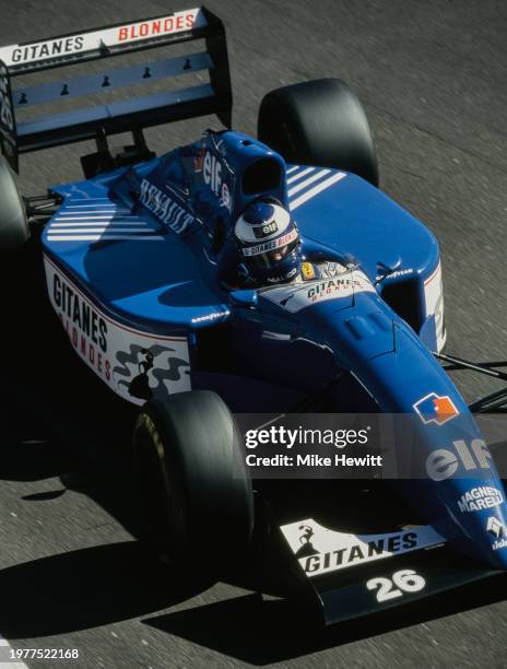 Olivier Panis from France drives the Ligier Gitanes Blondes Ligier JS39B Renault V10 during practice for the Formula One Italian Grand Prix on 10th...