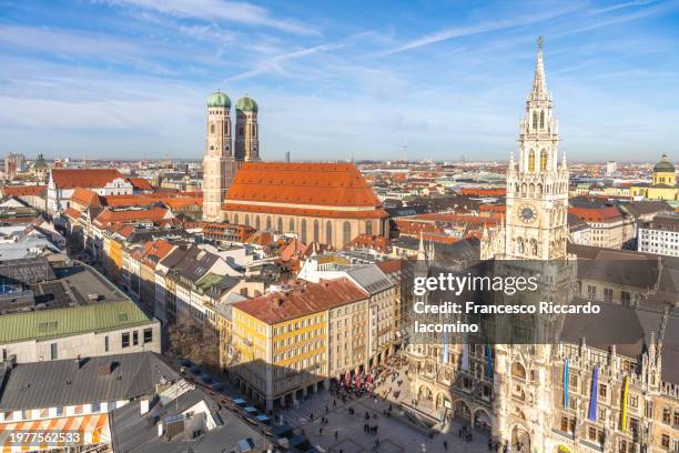 munich, germany. cityscape from above - marienplatz fotografías e imágenes de stock