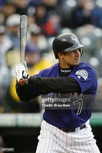 Chris Stynes Third baseman Chris Stynes of the Colorado Rockies waits for the ...
