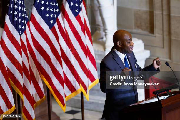 Senate Chaplain Barry Black speaks during the annual National Prayer Breakfast in Statuary Hall in the U.S. Capitol on February 01, 2024 in...