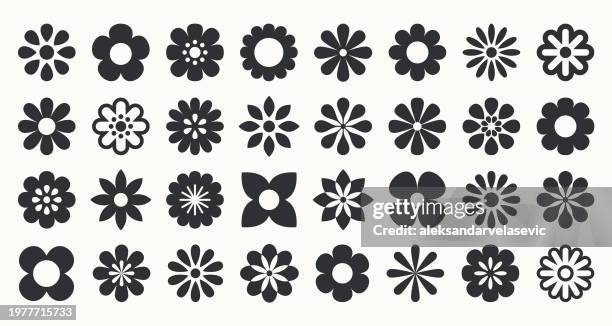 bildbanksillustrationer, clip art samt tecknat material och ikoner med graphic flower icons - flower vector