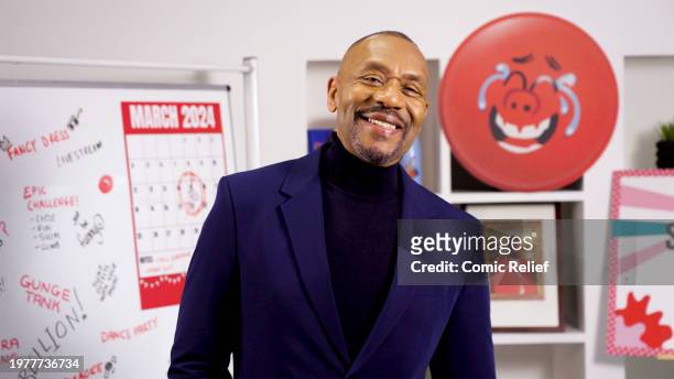In this screengrab released on January 31 Sir Lenny Henry is seen during the launch video for Red Nose Day 2024.