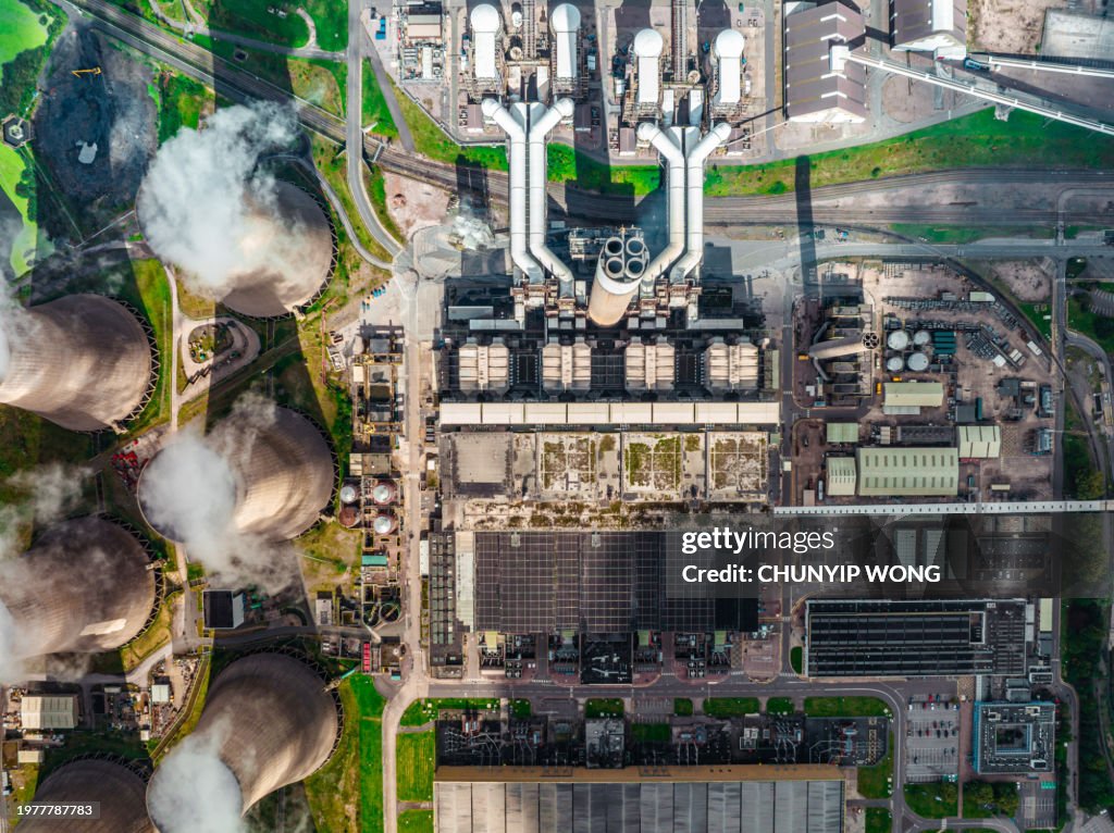 Drone view of Ratcliffe on Soar Power Station in Nottinghamshire