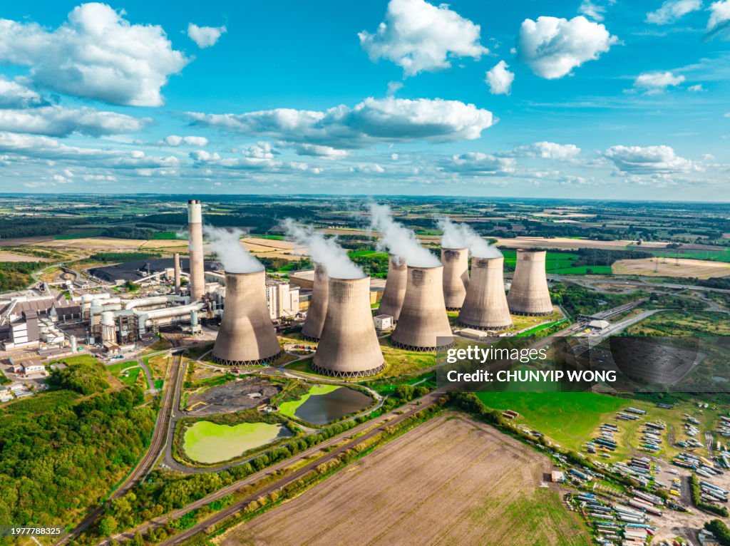 Drone view of Ratcliffe on Soar Power Station in Nottinghamshire