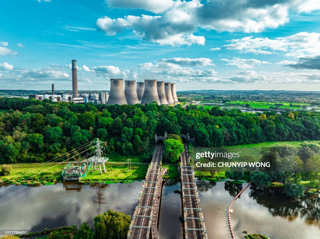 Drone view of Ratcliffe on Soar Power Station in Nottinghamshire