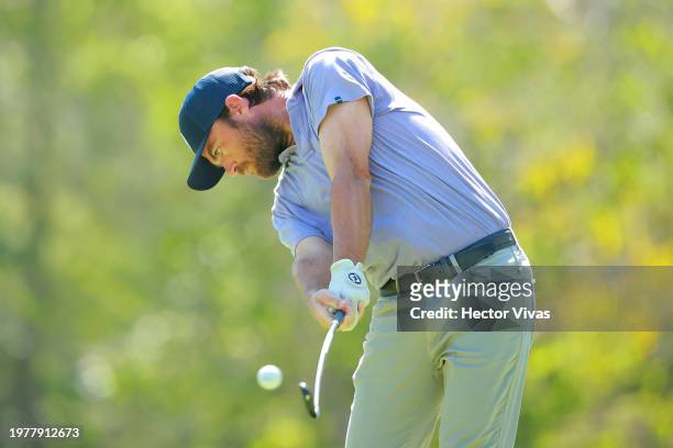 Joey Garber of the United States plays his shot from the 6th tee during the first round of The Panama Championship at Club de Golf de Panama on...