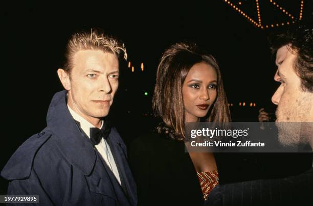 British singer-songwriter and musician David Bowie and Somali-American fashion model Iman attend the Sixth Annual American Cinematheque Awards at the...