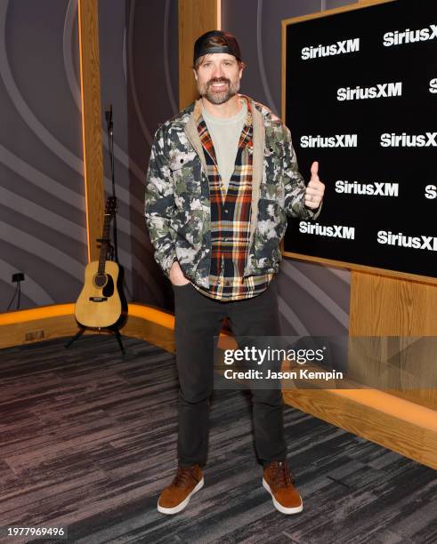 Walker Hayes visits SiriusXM Studios on February 01, 2024 in Nashville, Tennessee.