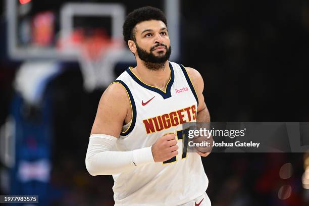 Jamal Murray of the Denver Nuggets during the first half against the Oklahoma City Thunder at Paycom Center on January 31, 2024 in Oklahoma City,...