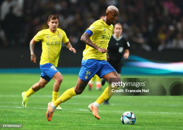 Anderson Talisca of Al-Nassr runs with the ball during the Riyadh Season Cup match between Al-Nassr and Inter Miami at Kingdom Arena on February 01,...