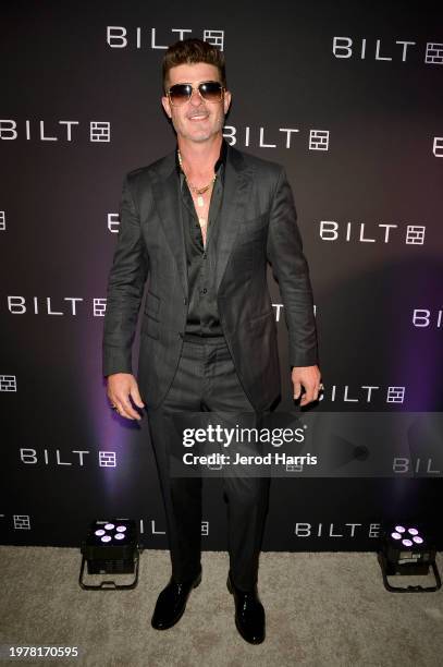 Robin Thicke attends the Bilt Rewards Casino Royale Party at NMHC at The Prado at Balboa Park on January 31, 2024 in San Diego, California.