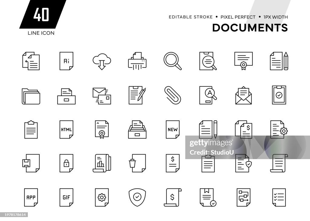 Documents Line Icon Collection