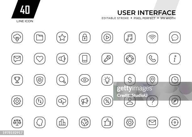 user interface line icon collection - application programming interface stock illustrations