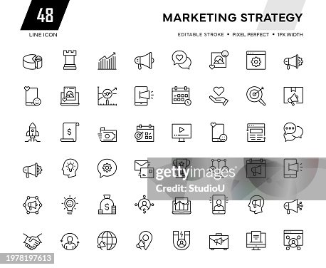 Marketing Strategy Line Icon Collection Marketing Strategy Line Icon Collection