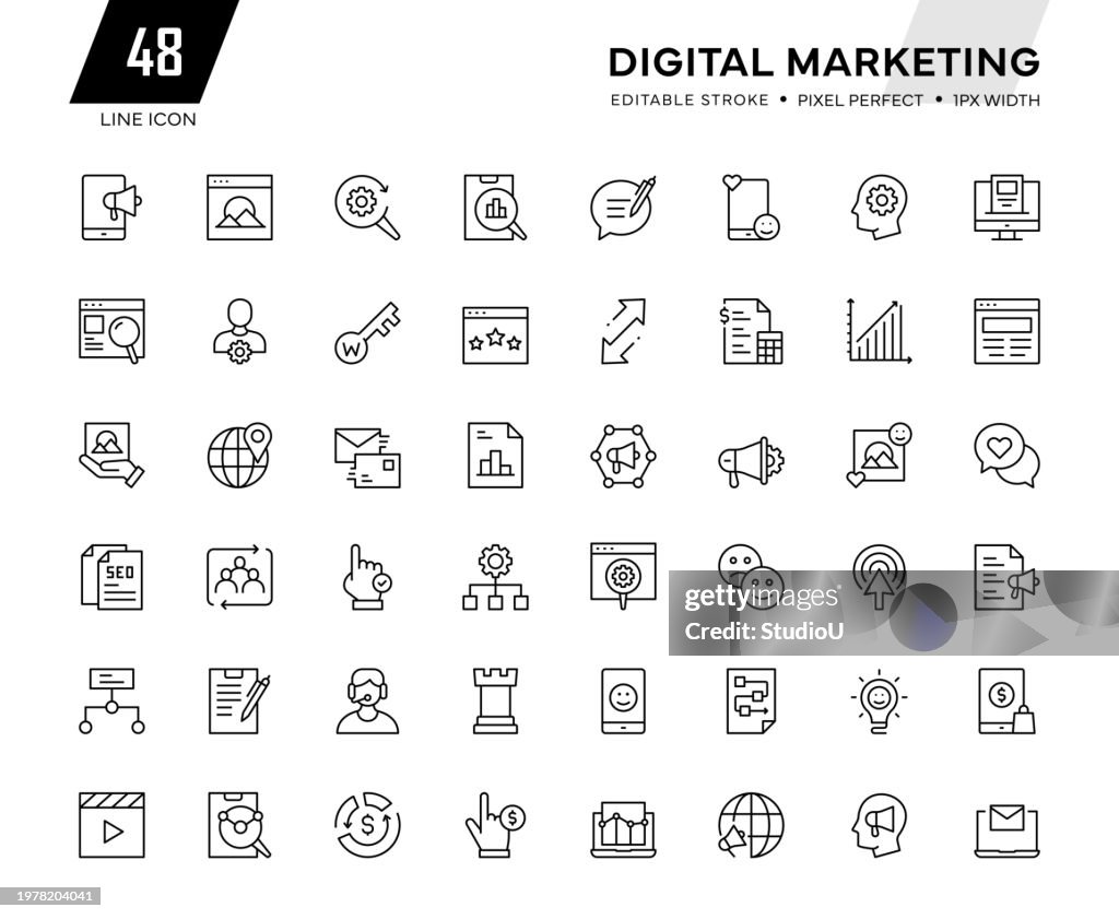 Symbolsammlung für digitale Marketinglinien