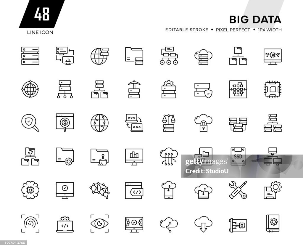 Coleção de ícones de linha de Big Data