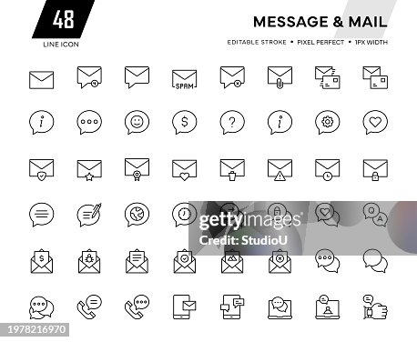 Message and Mail Line Icon Collection Message and Mail Line Icon Collection