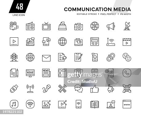 Communication Media Line Icon-Kollektion Communication Media Line Icon-Kollektion