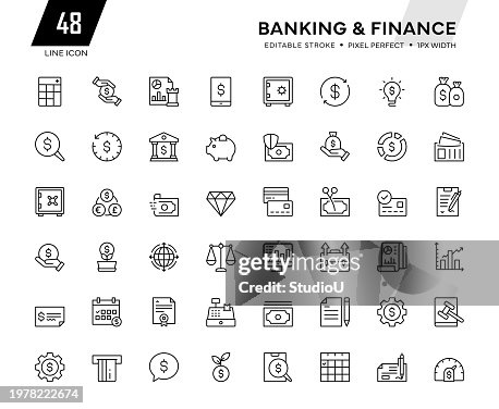 Colección de iconos de líneas bancarias Colección de iconos de líneas bancarias