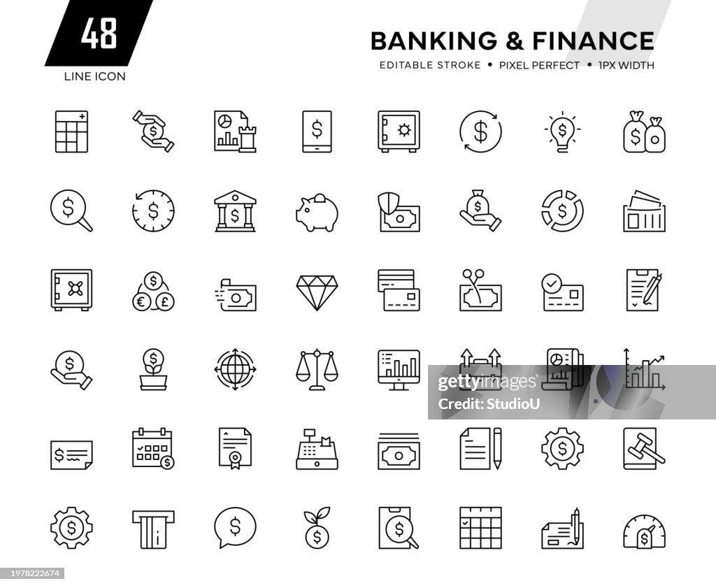 Collection d’icônes de ligne bancaire
