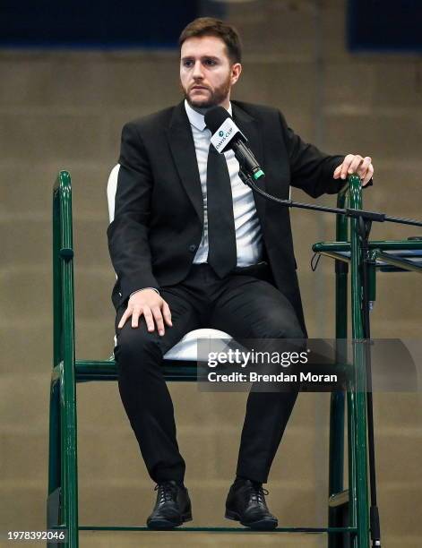 Limerick , Ireland - 4 February 2024; Umpire Robin Lambours on day two of the Davis Cup World Group I Play-off 1st Round match between Ireland and...