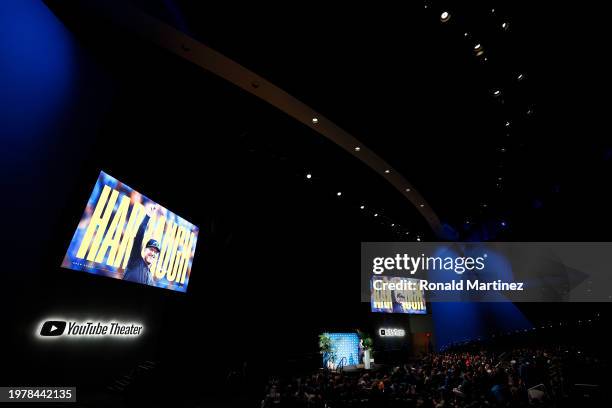 Newly appointed head coach Jim Harbaugh of the Los Angeles Chargers speaks to the media during a press conference at YouTube Theater on February 01,...