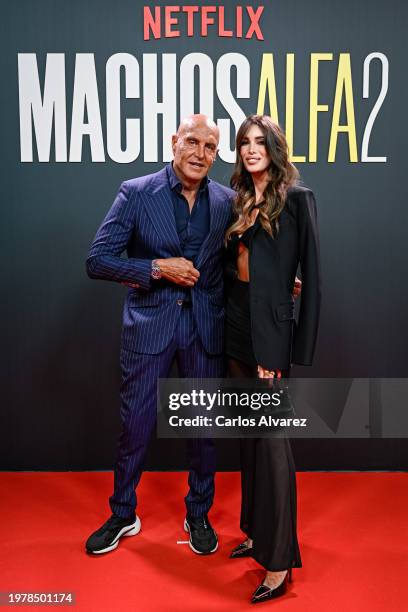 Kiko Matamoros and Marta López Álamo attend "Machos Alfa" season 2 launch party at Florida Park on February 01, 2024 in Madrid, Spain.