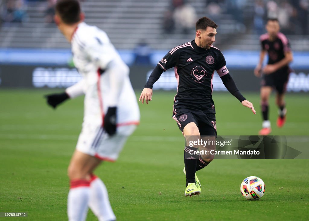 Inter Dallas Lionel Messi of Inter Miami CF in action against FC Dallas at Cotton ...