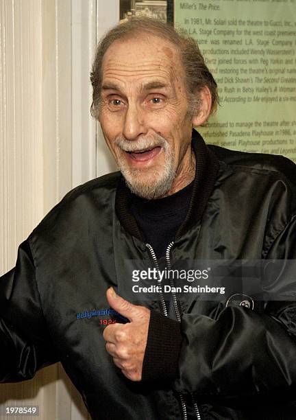 Actor/Comedian Sid Caesar arrives at the opening night of the play "An Evening With Golda Meir" at The Canon Theatre on May 6, 2003 in Beverly Hills,...