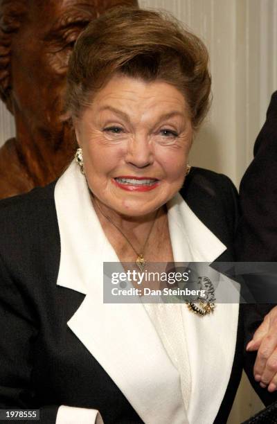Actress Esther Williams arrives at the opening night of the play "An Evening With Golda Meir" at The Canon Theatre on May 6, 2003 in Beverly Hills,...